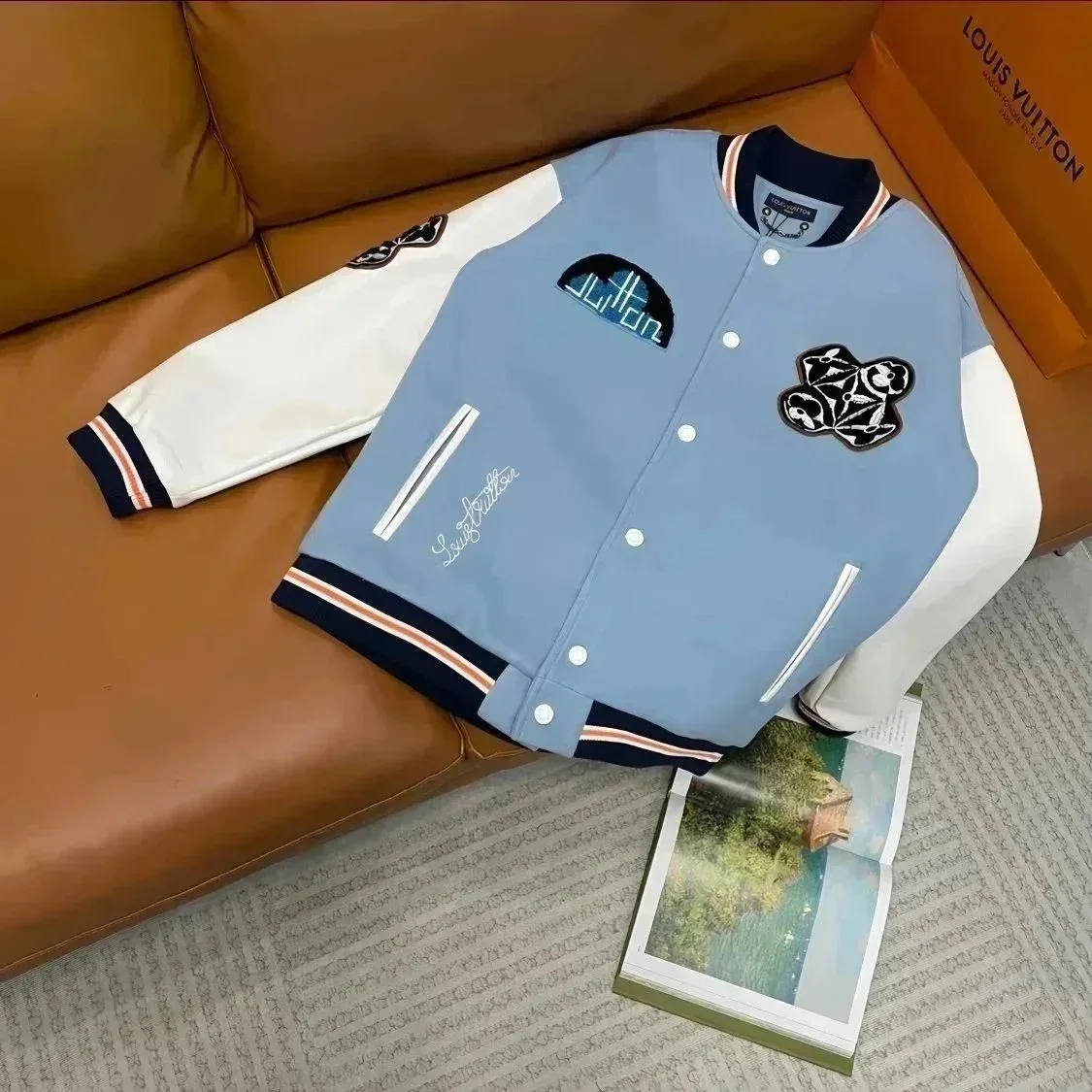 Louis Vuitton Tabi Light Blue White Bomber Jacket