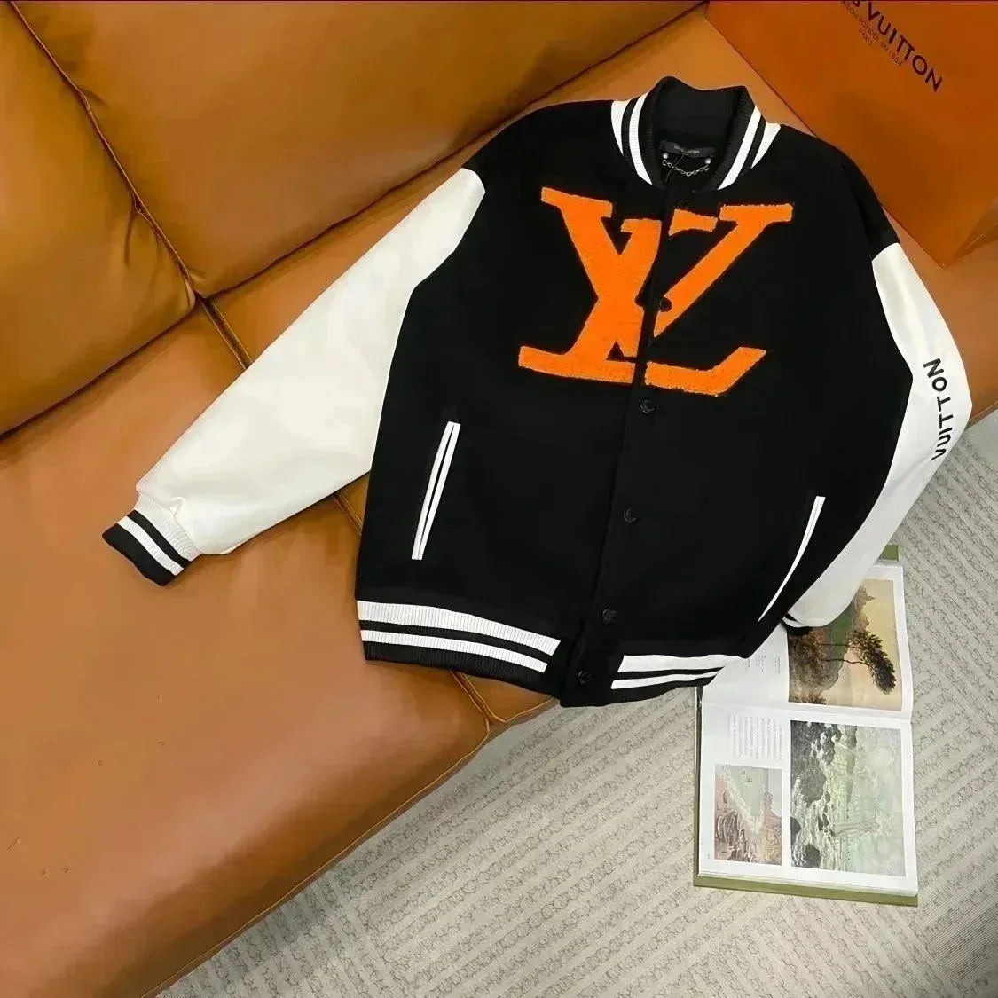 Louis Vuitton Tabi LV Logo Bomber Jacket Black/White/Orange