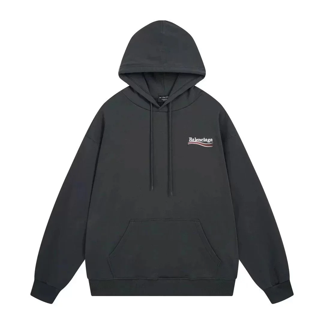 Balenciaga Black Hoodie with Embroidered Logo