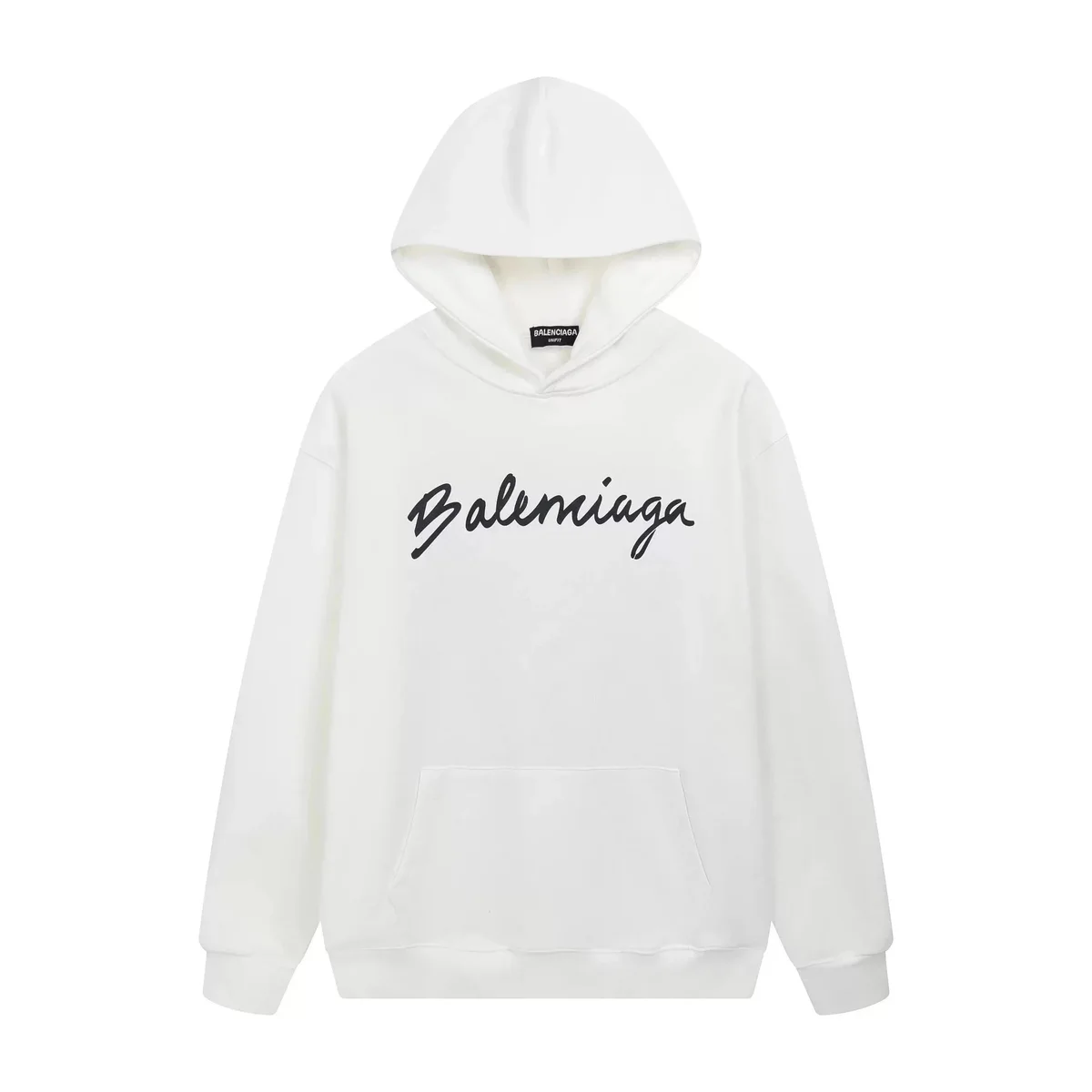 Balenciaga White Script Logo Hoodie