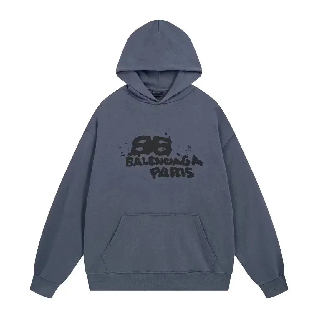 Balenciaga Hoodie '88 Paris' Graphic Blue Sweatshirt
