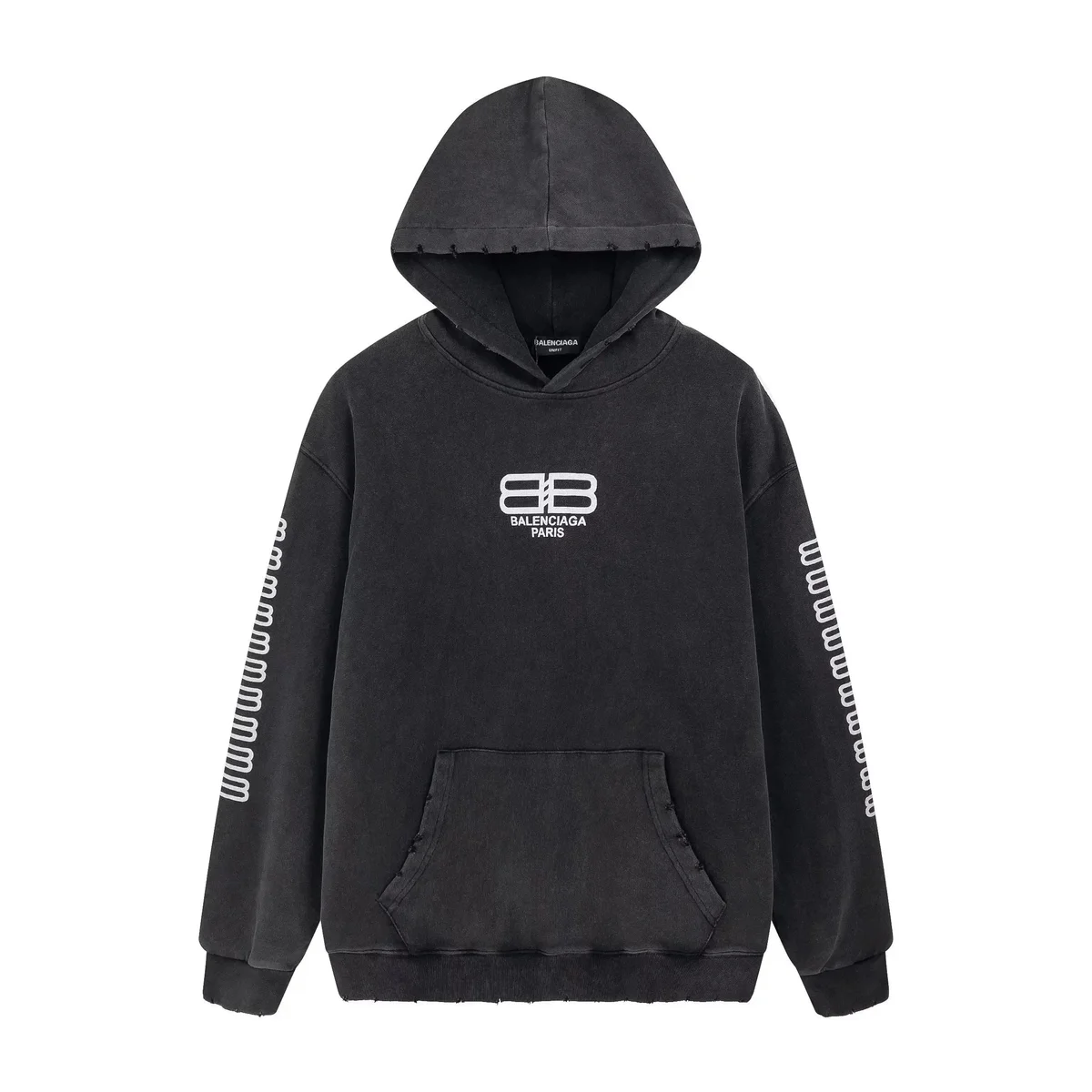 Balenciaga BB Logo Washed Black Hoodie
