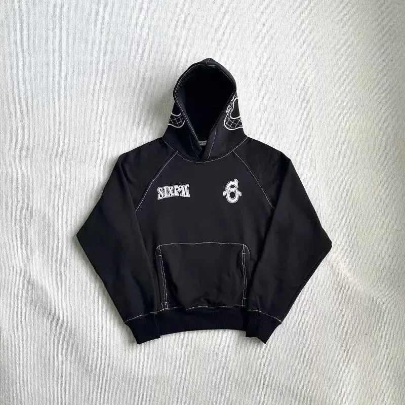Black SixM Hoodie with Embroidered Logo