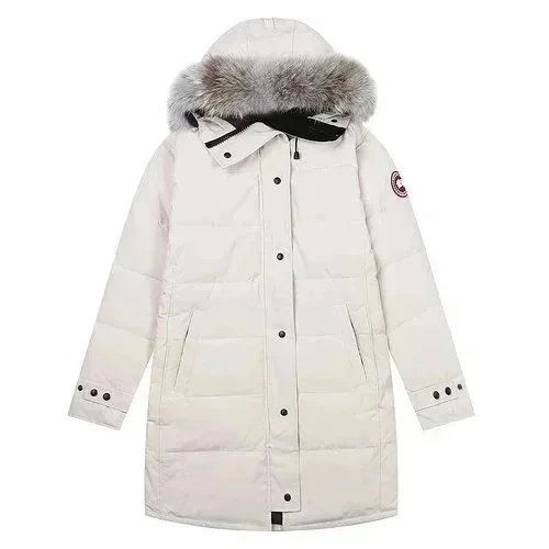 Canada Goose Chilliwack White Parka with Fur Hood