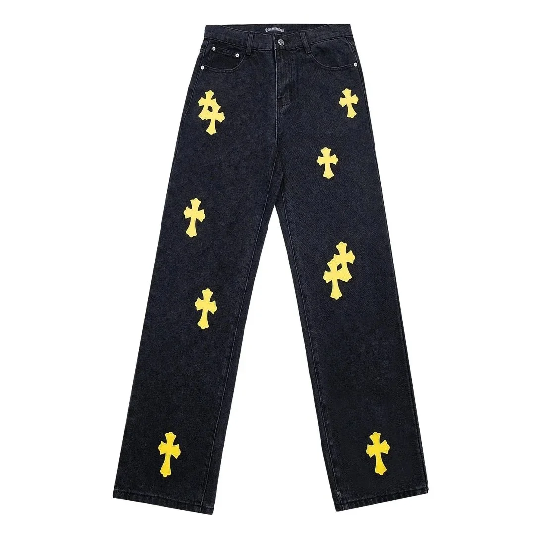 Chrome Hearts Cross Denim Jeans Black/Yellow