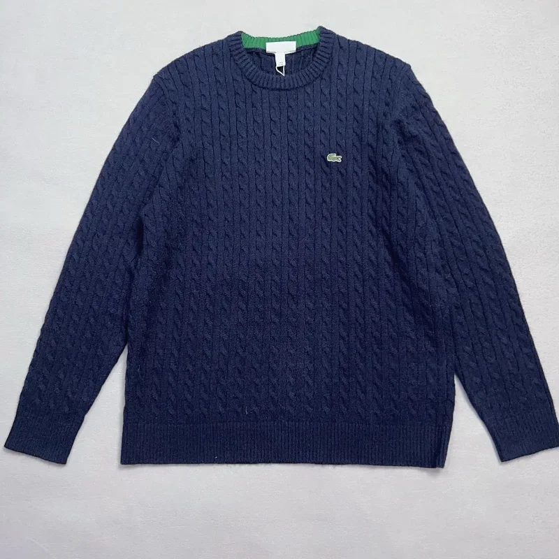 Lacoste Cable Knit Navy Sweater