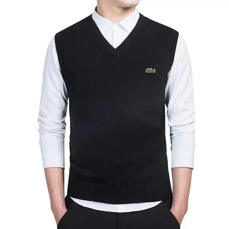 Lacoste V-Neck Knit Vest Black