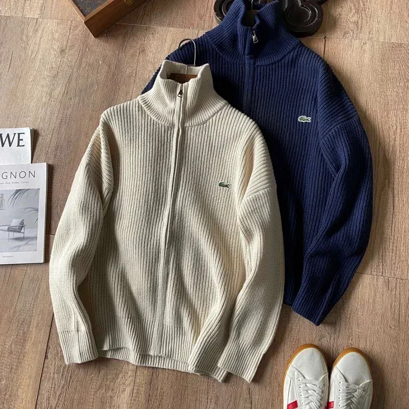 Lacoste 12-Zip Knit Sweater Navy & Cream
