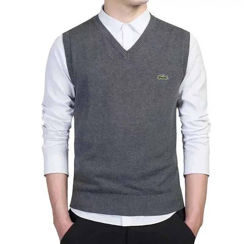 Lacoste Grey V-Neck Knit Vest