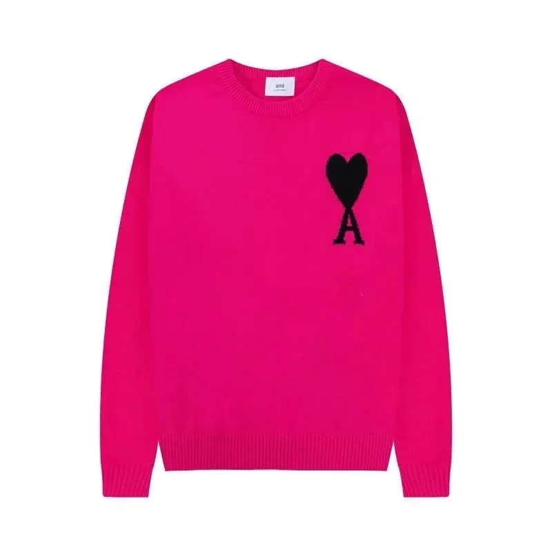 Ami Paris Pink Heart Logo Sweater