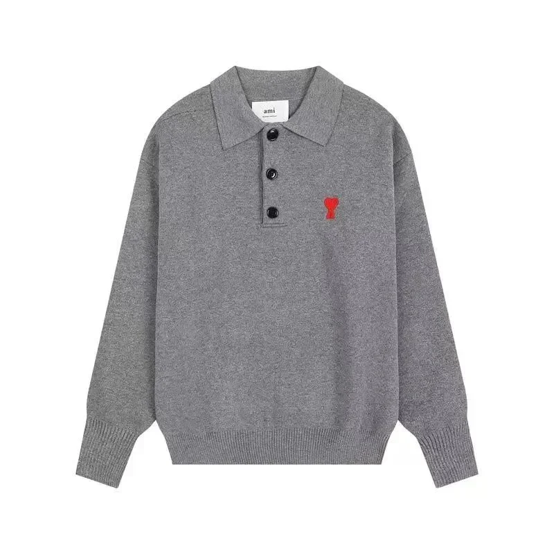 Ami Ami de Coeur Grey Polo Sweater