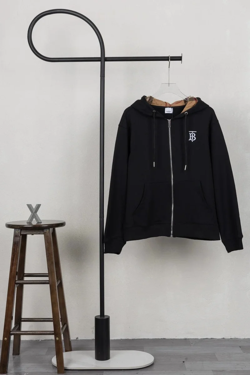 Burberry TB Monogram Black Zip-Up Hoodie