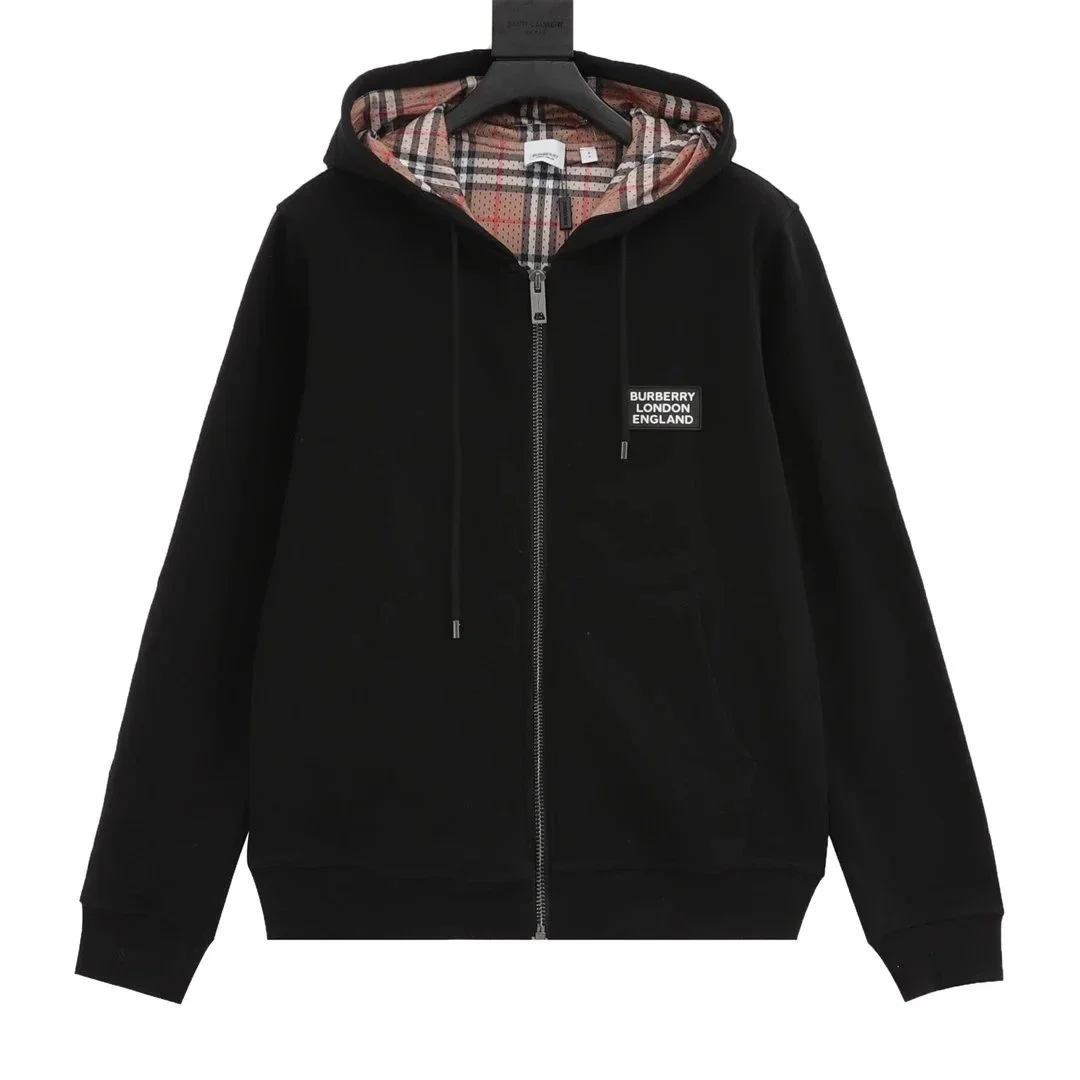 Burberry Classic Check Black Hoodie with Zipper