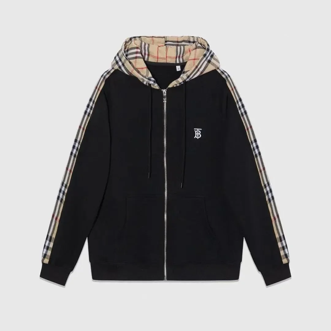 Burberry Black TB Monogram Zip-Up Hoodie