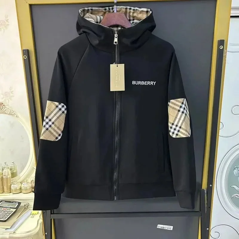 Burberry Black Check Elbow Patch Hoodie