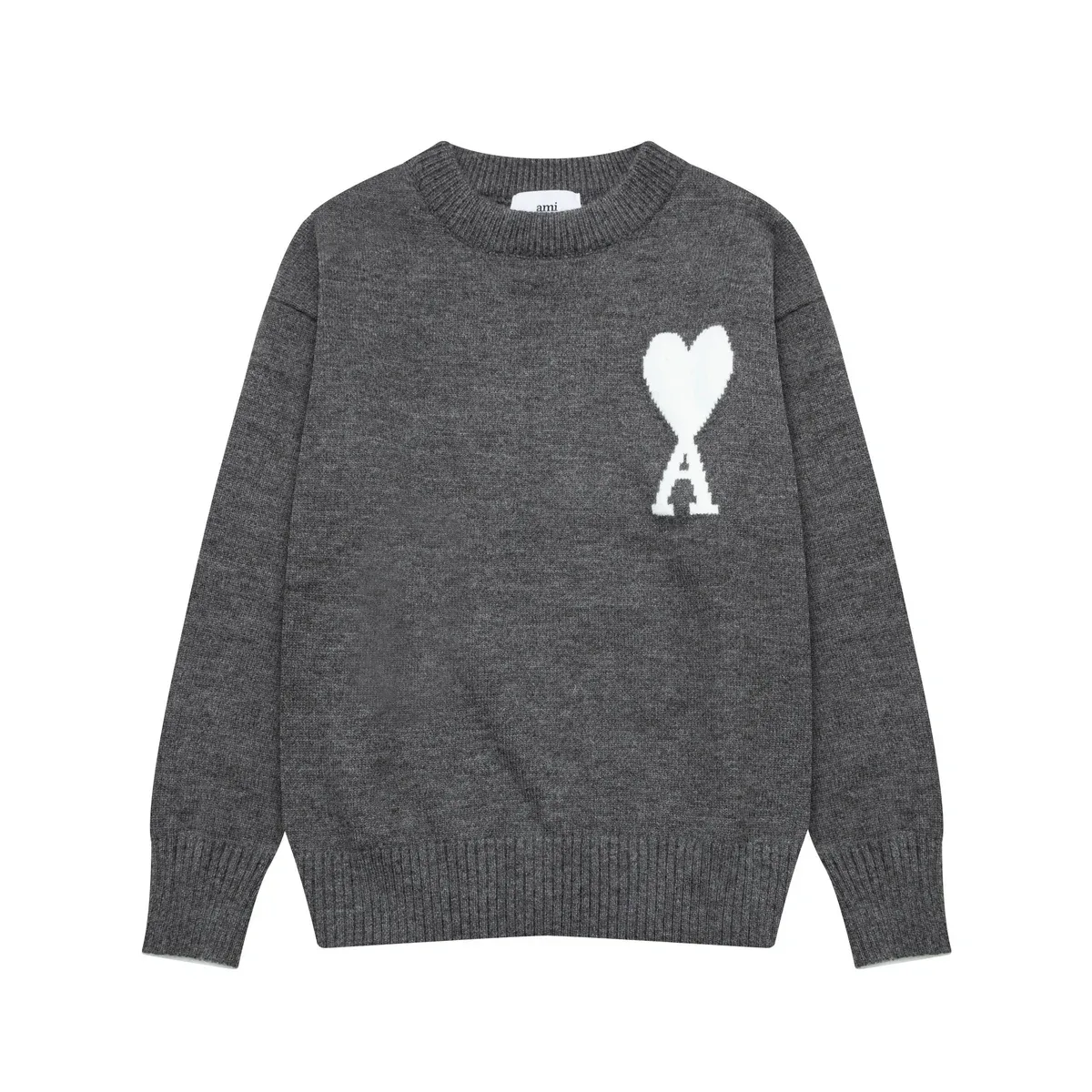 Ami Grey Heart Logo Sweater