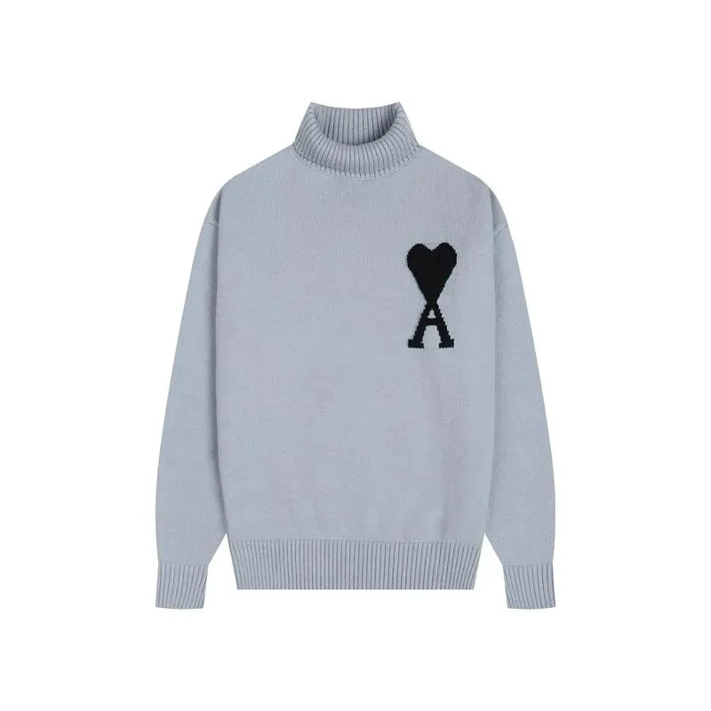 Ami Paris Ami de Coeur Grey Turtleneck Sweater