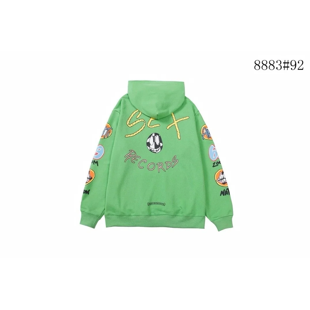 Green 'SE+ RECORDS' Printed Hoodie