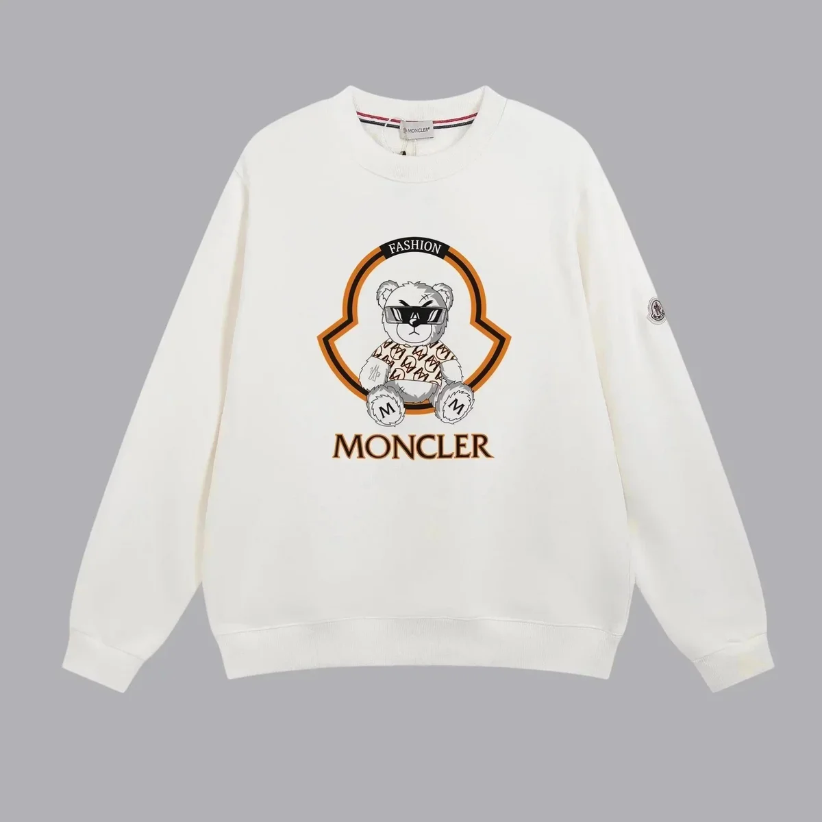 Moncler Bear Graphic Crewneck Sweatshirt White