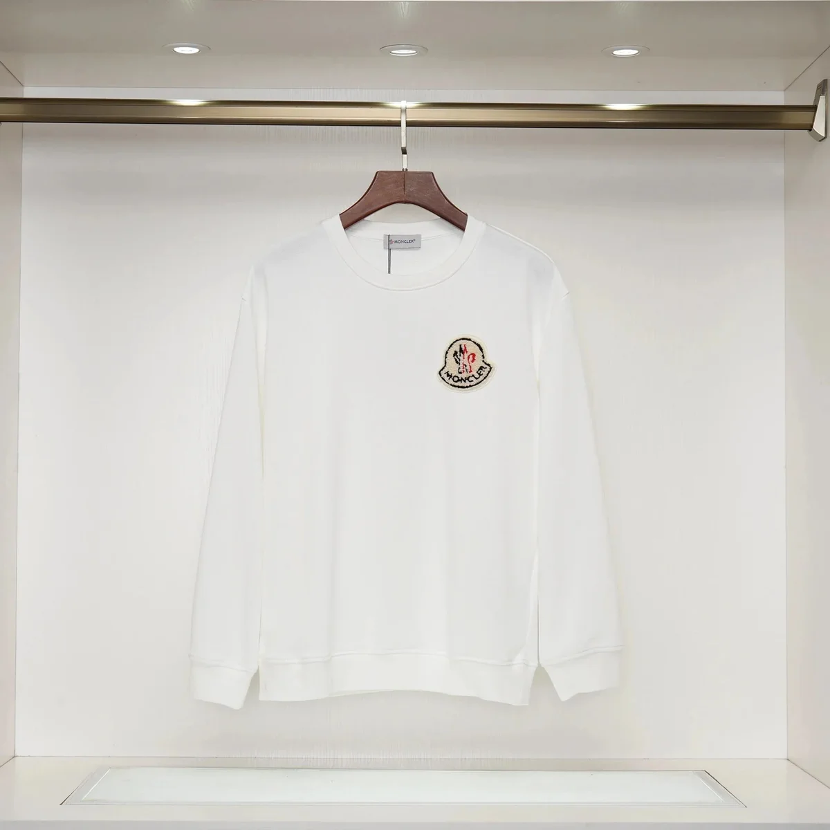 Moncler White Logo Patch Crewneck Sweatshirt