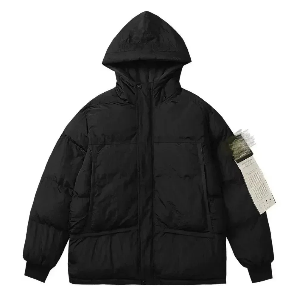 Black Solid Puffer Jacket Parka