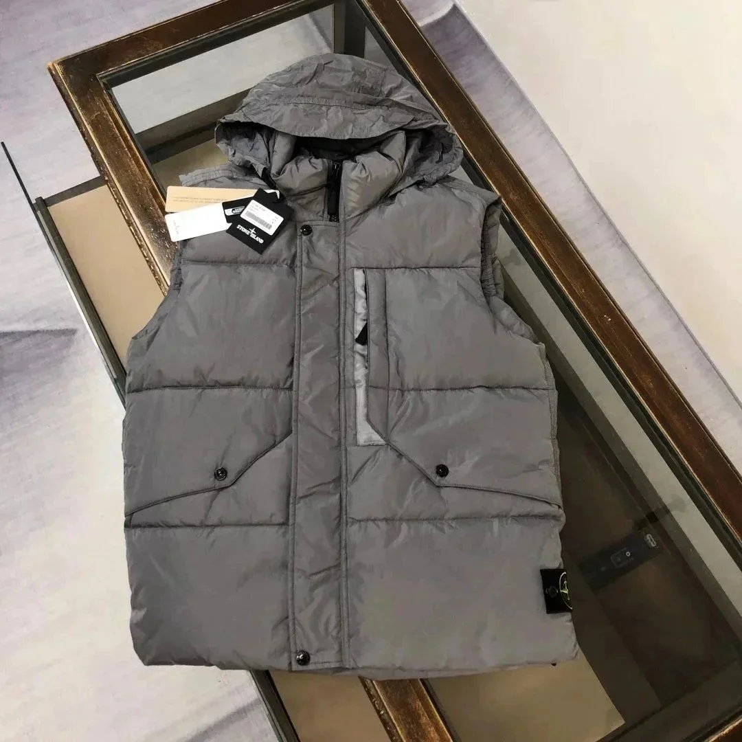 Stone Island 68-15 Grey Hooded Puffer Vest