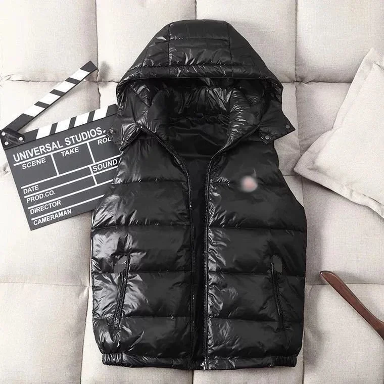 Unisex Black Puffer Vest with Hood