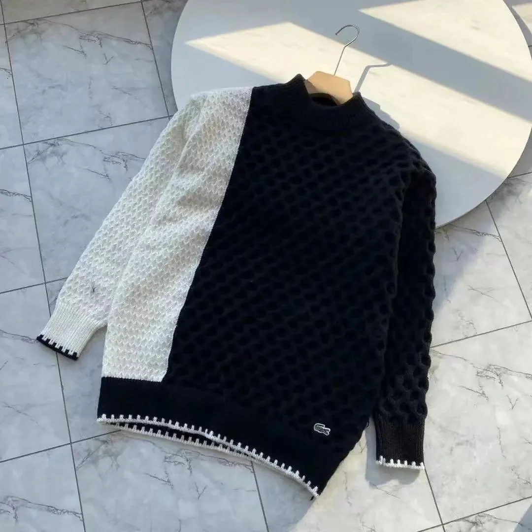 Lacoste Black & White Textured Knit Sweater