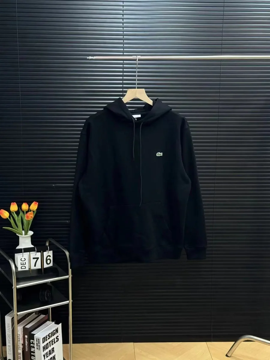 Lacoste Black Crocodile Hoodie Sweatshirt