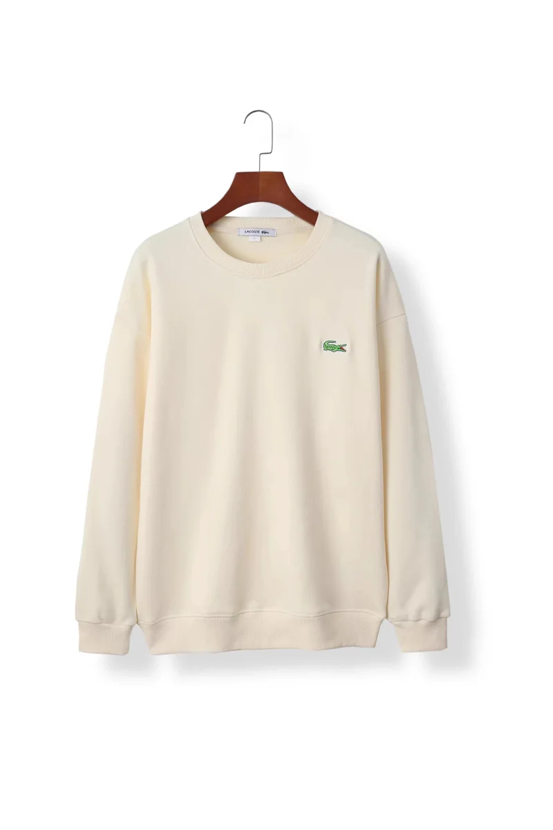 Lacoste Classic Logo Cream Crewneck Sweatshirt