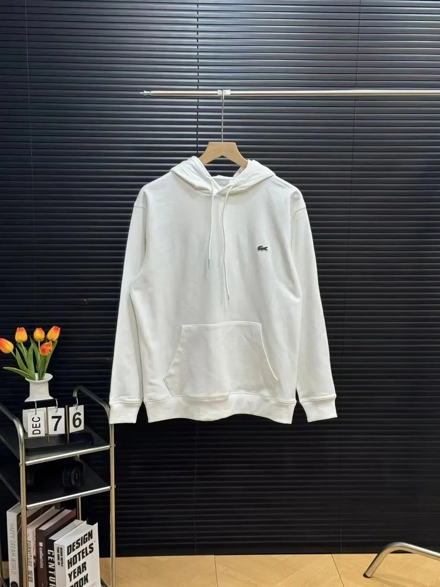 Lacoste White Crocodile Hoodie Sweatshirt