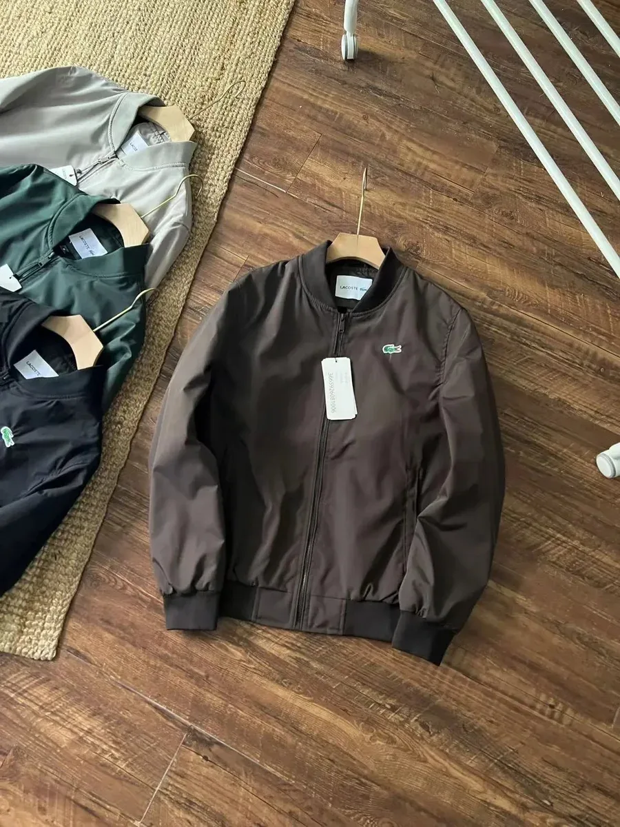Lacoste Classic Zip Bomber Jacket Dark Brown