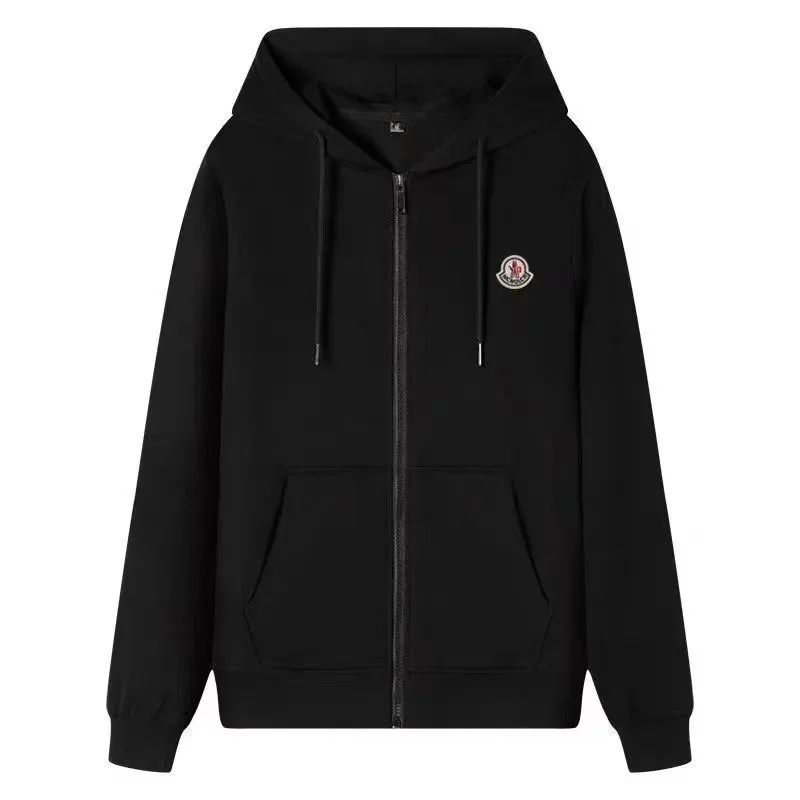 Moncler Black Logo Zip-Up Hoodie