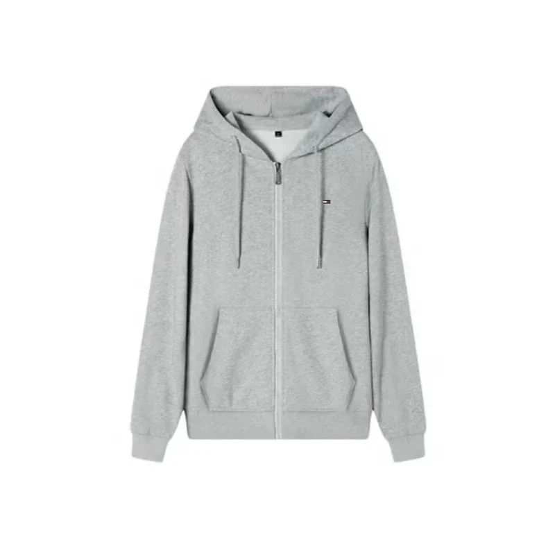 Tommy Hilfiger Tommy Hilfiger Grey Solid Zip-Up Hoodie Grey - 1
