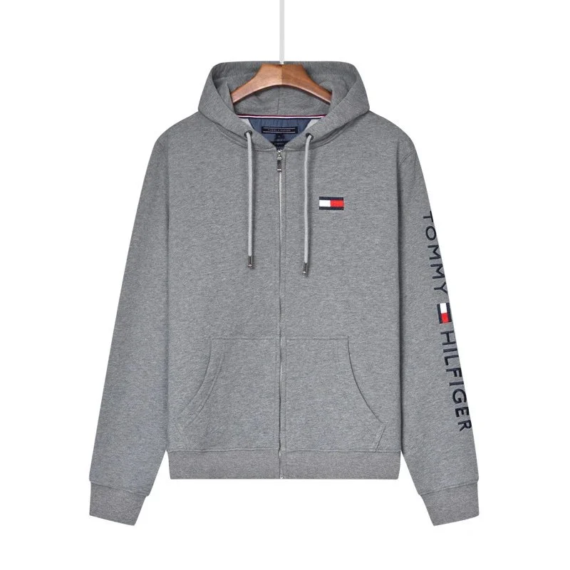 Tommy Hilfiger Grey Logo Zip-Up Hoodie