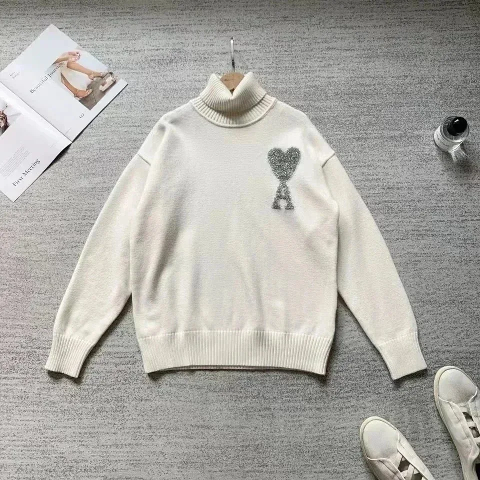 Ami Paris Christmas collection 35 White Heart Sweater
