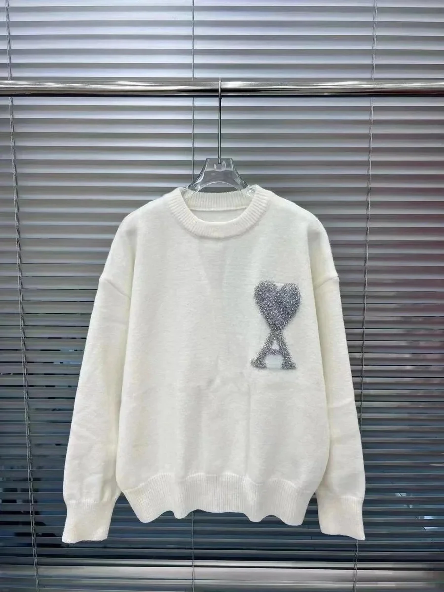 Ami Paris Christmas collection 34 White Ami Heart Sweater