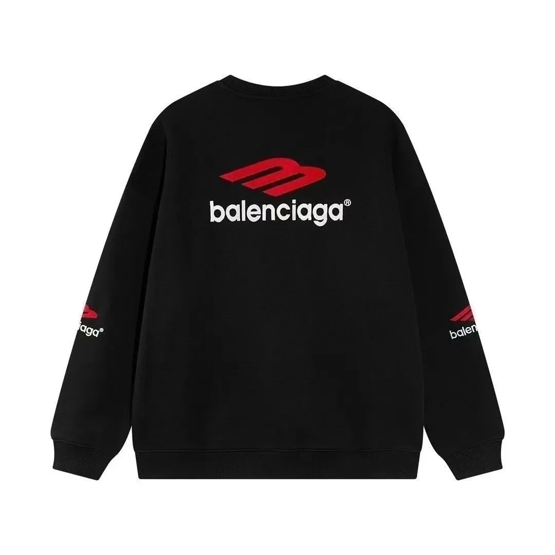 Balenciaga Black Red Logo Crewneck Sweatshirt