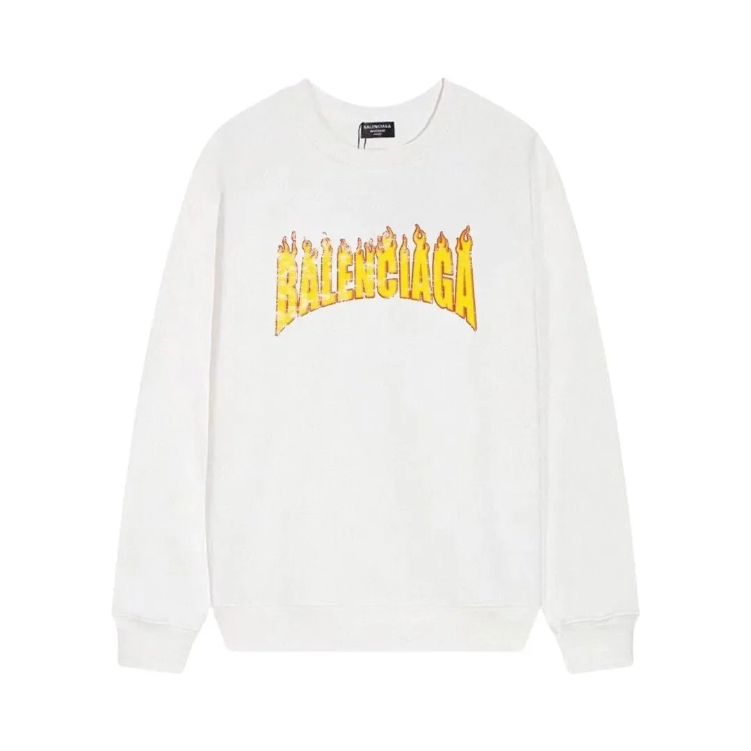 Balenciaga White Flames Logo Sweatshirt