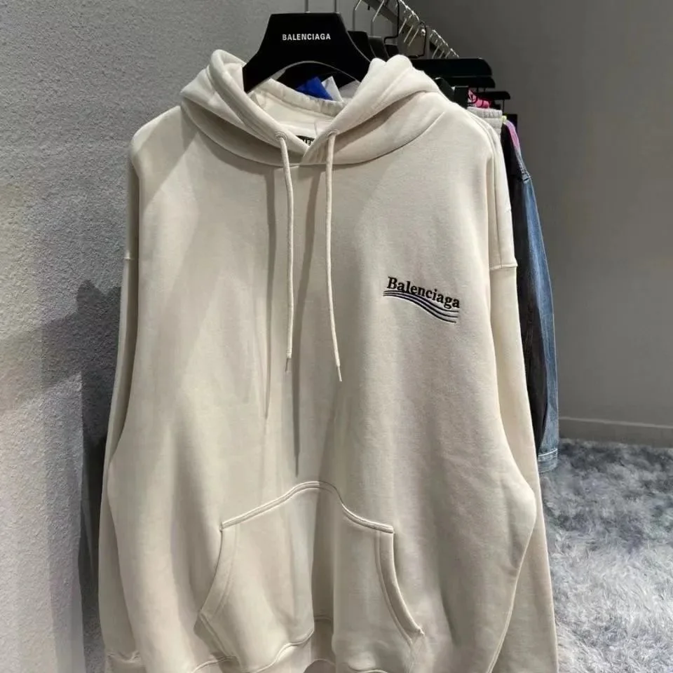 Balenciaga Cream Hoodie with Logo Print