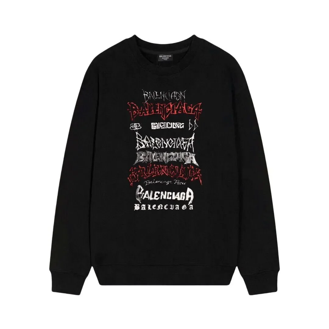 Balenciaga Black Logo Print Crewneck Sweatshirt