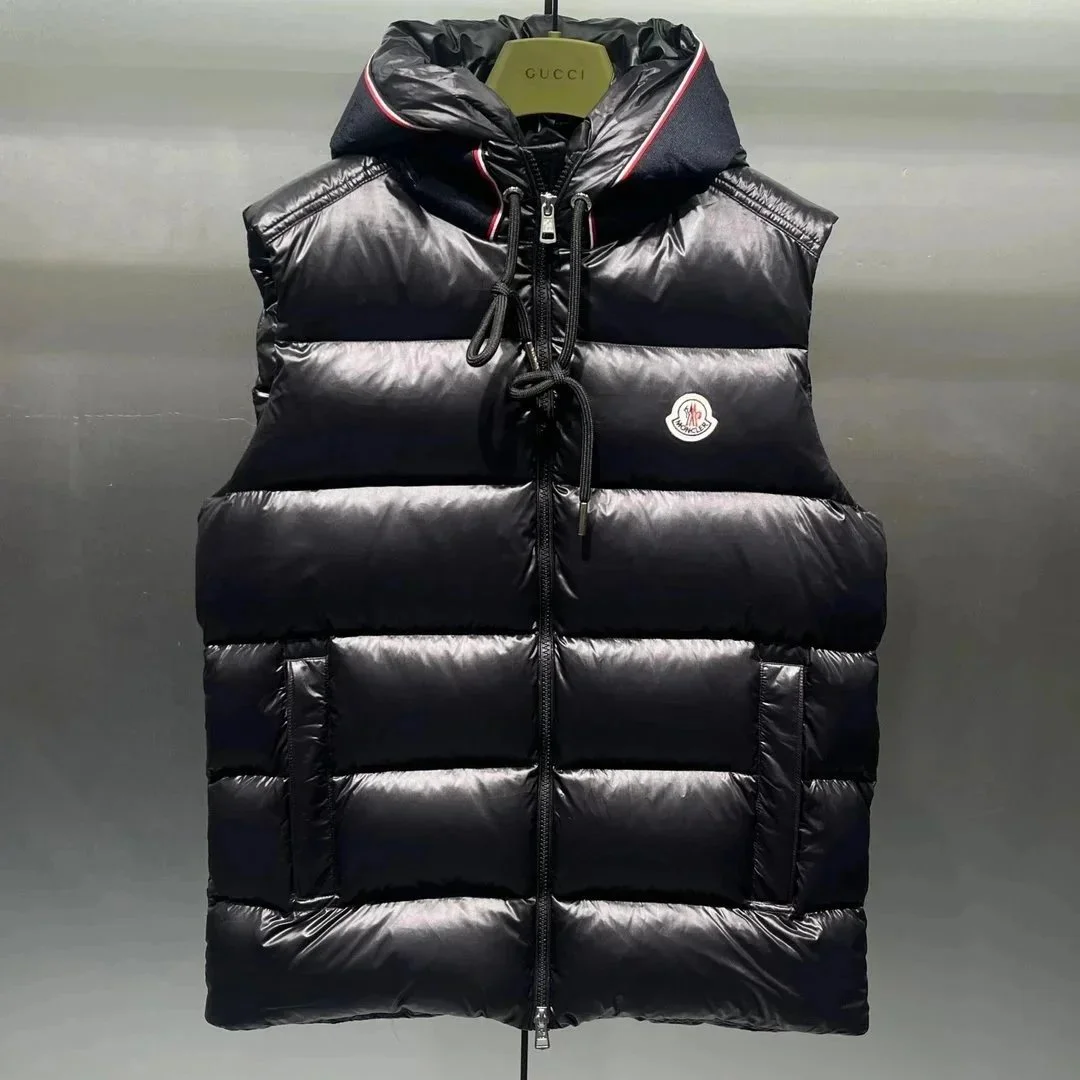 Moncler Black Quilted Hooded Vest