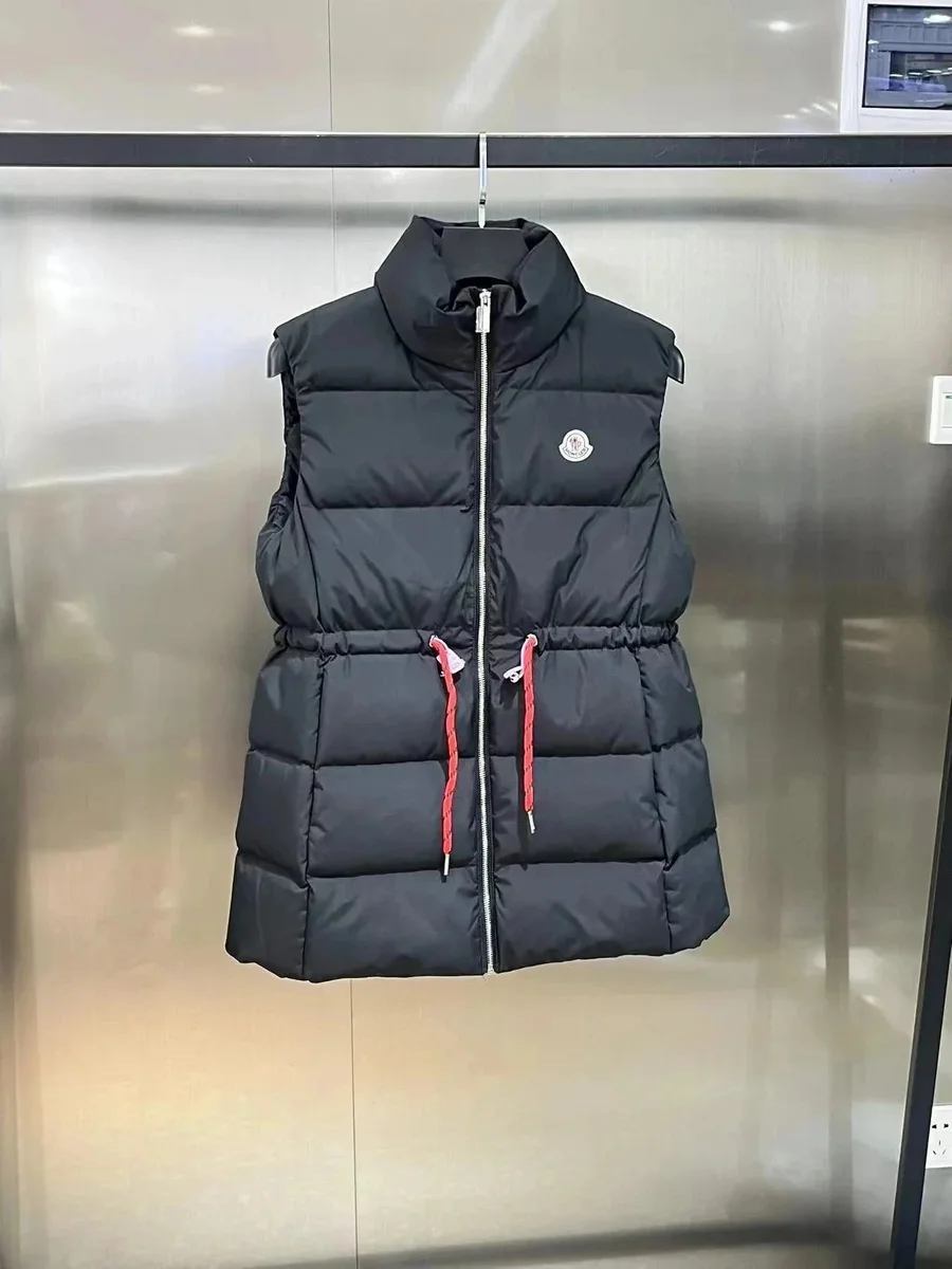 Moncler Black Red Drawstring Puffer Vest