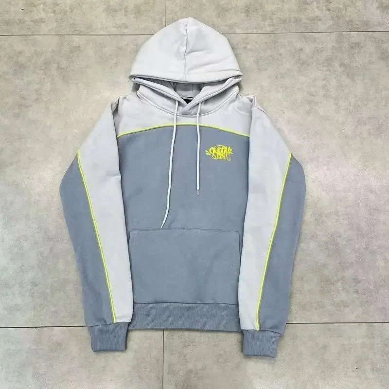 Unisex Grey & Yellow Hoodie with Embroidered Logo