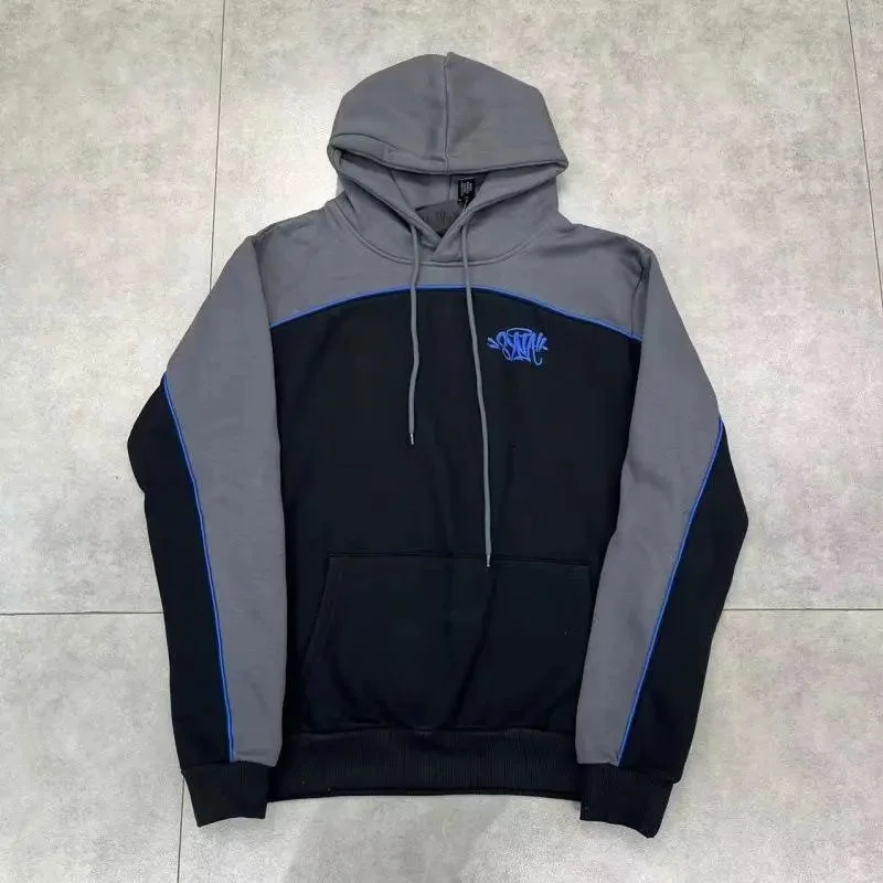 Unisex Grey/Black Crystal Hoodie with Blue Accents