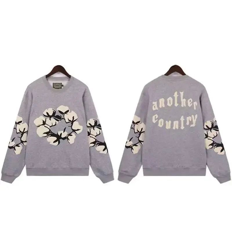Another Country Cotton Flower Sweatshirt Grey