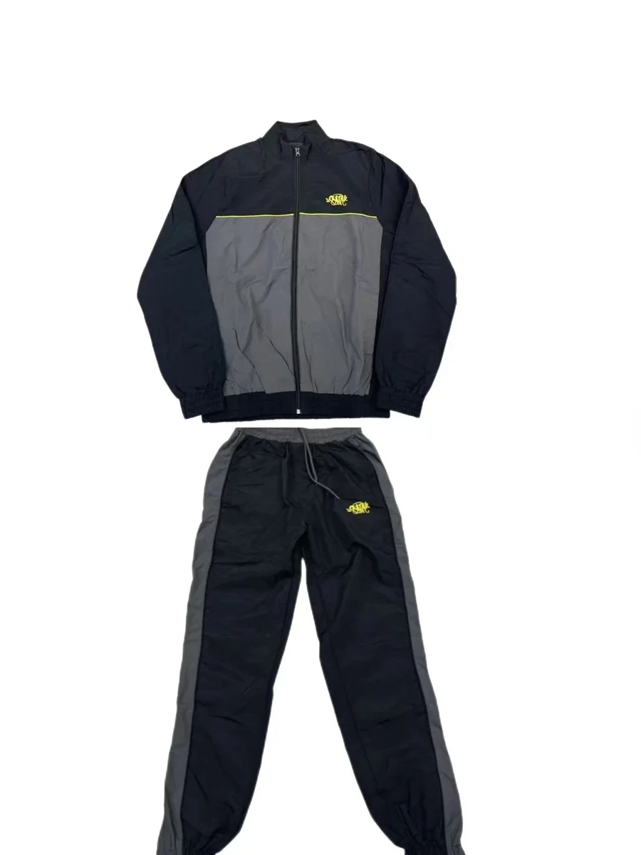 Unisex Tracksuit Set in Black/Grey with Yellow Accents