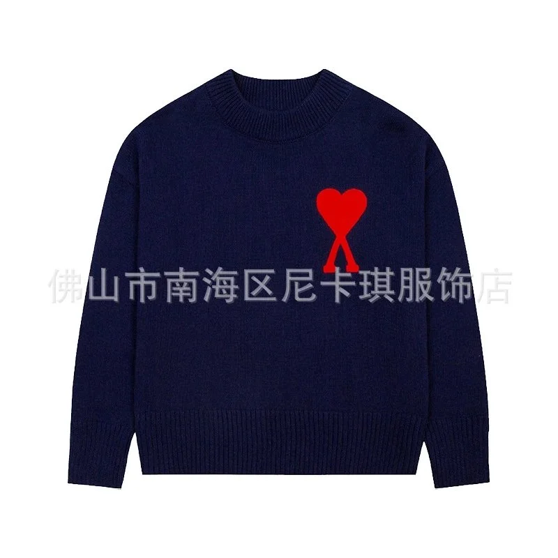 AMI AI-34 Navy Red Heart Sweater