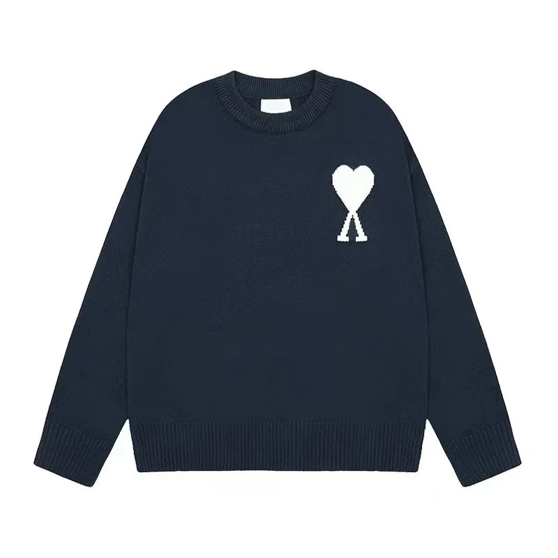Ami Paris Ami de Coeur Navy Heart Sweater