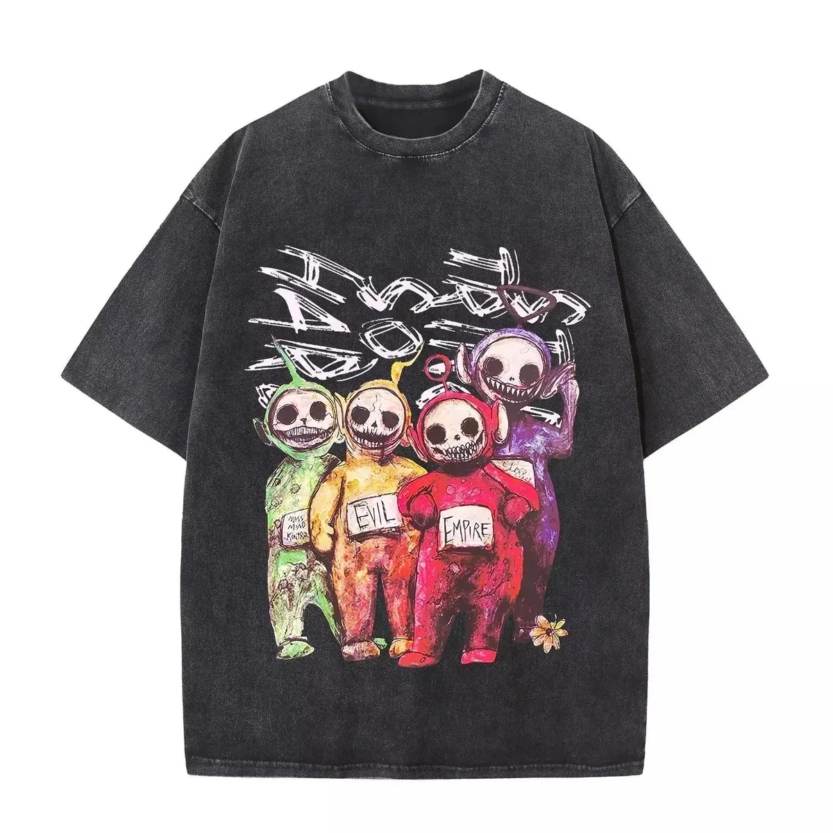 Unisex Dark Wash Teletubbies Graphic T-Shirt